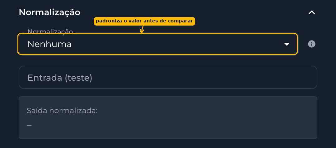 Seção Normalização da configuração de identidade