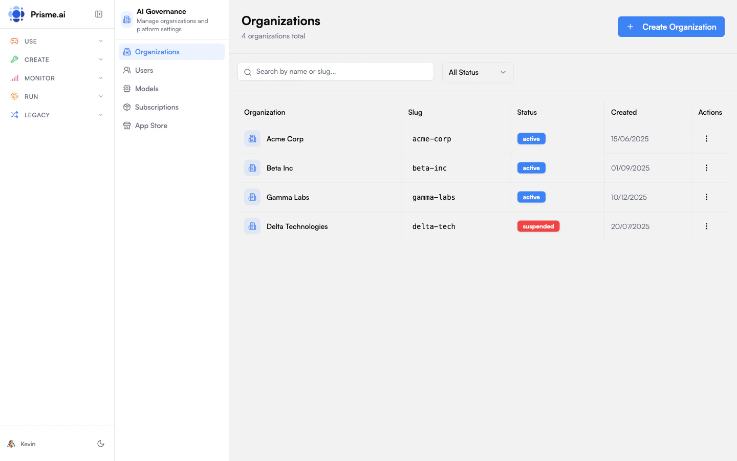 Governe Interface