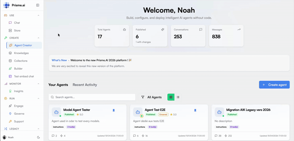 Agent Creator — Create and manage agents