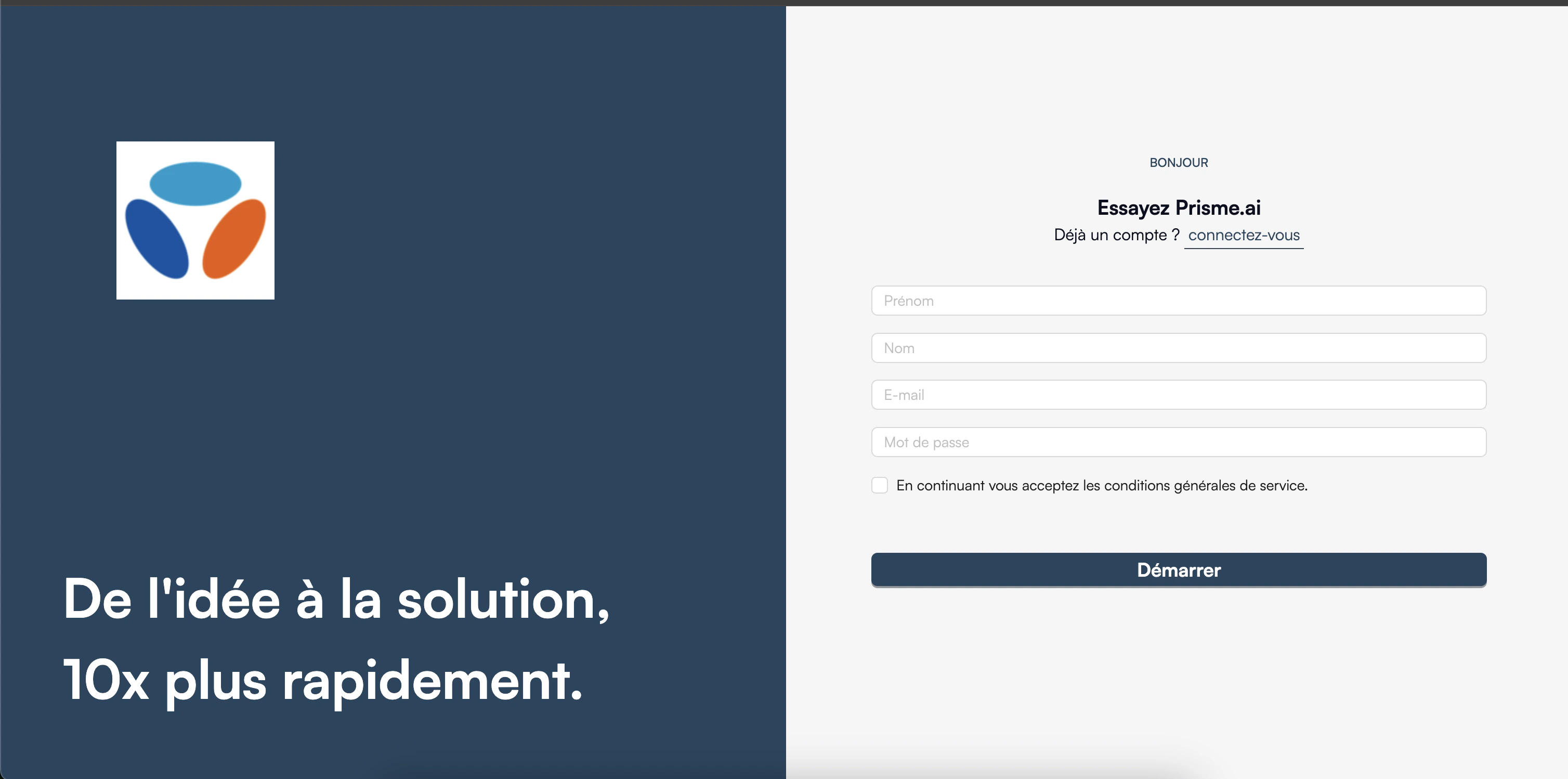 Account creation form