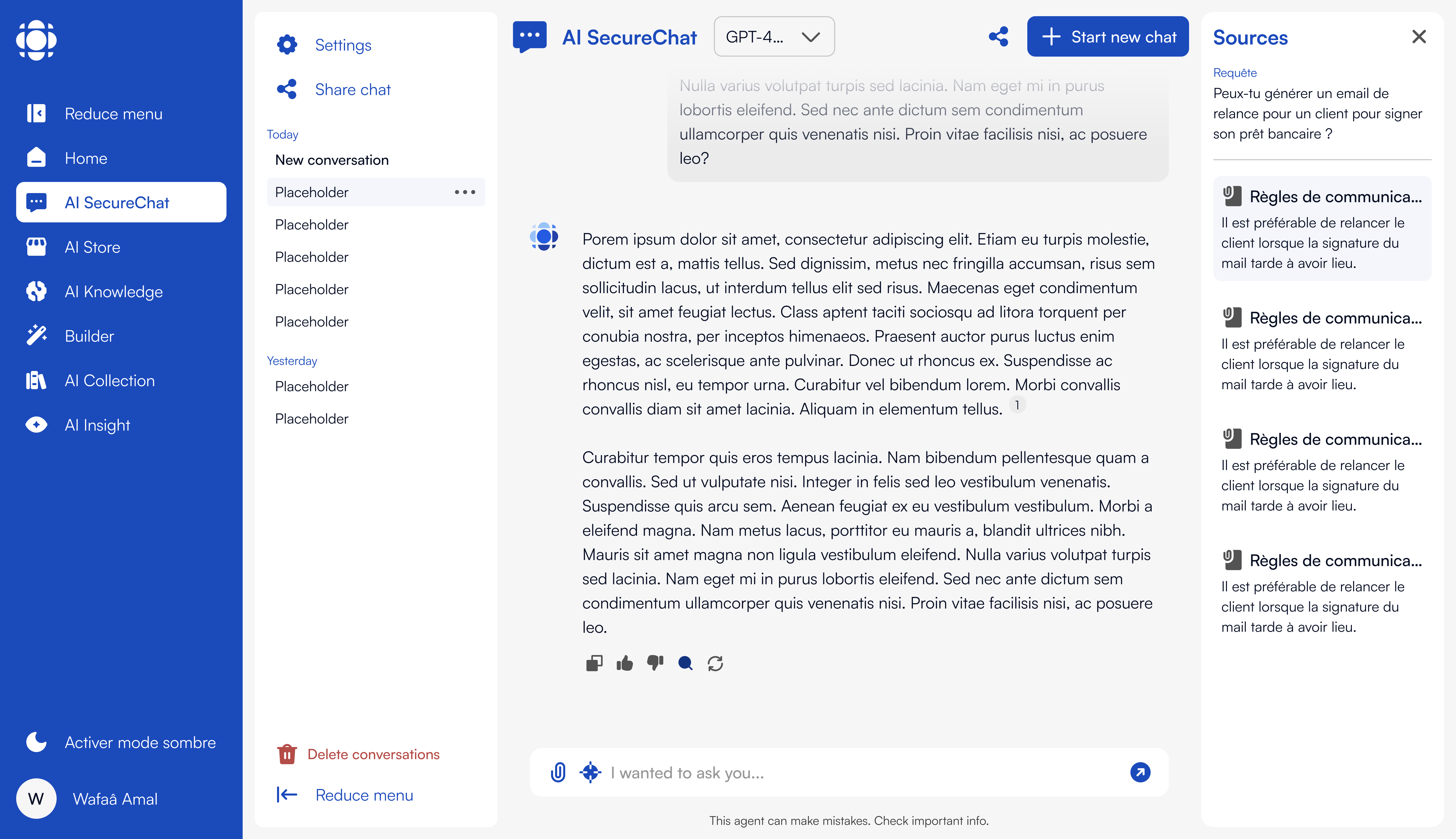 AI SecureChat navigation