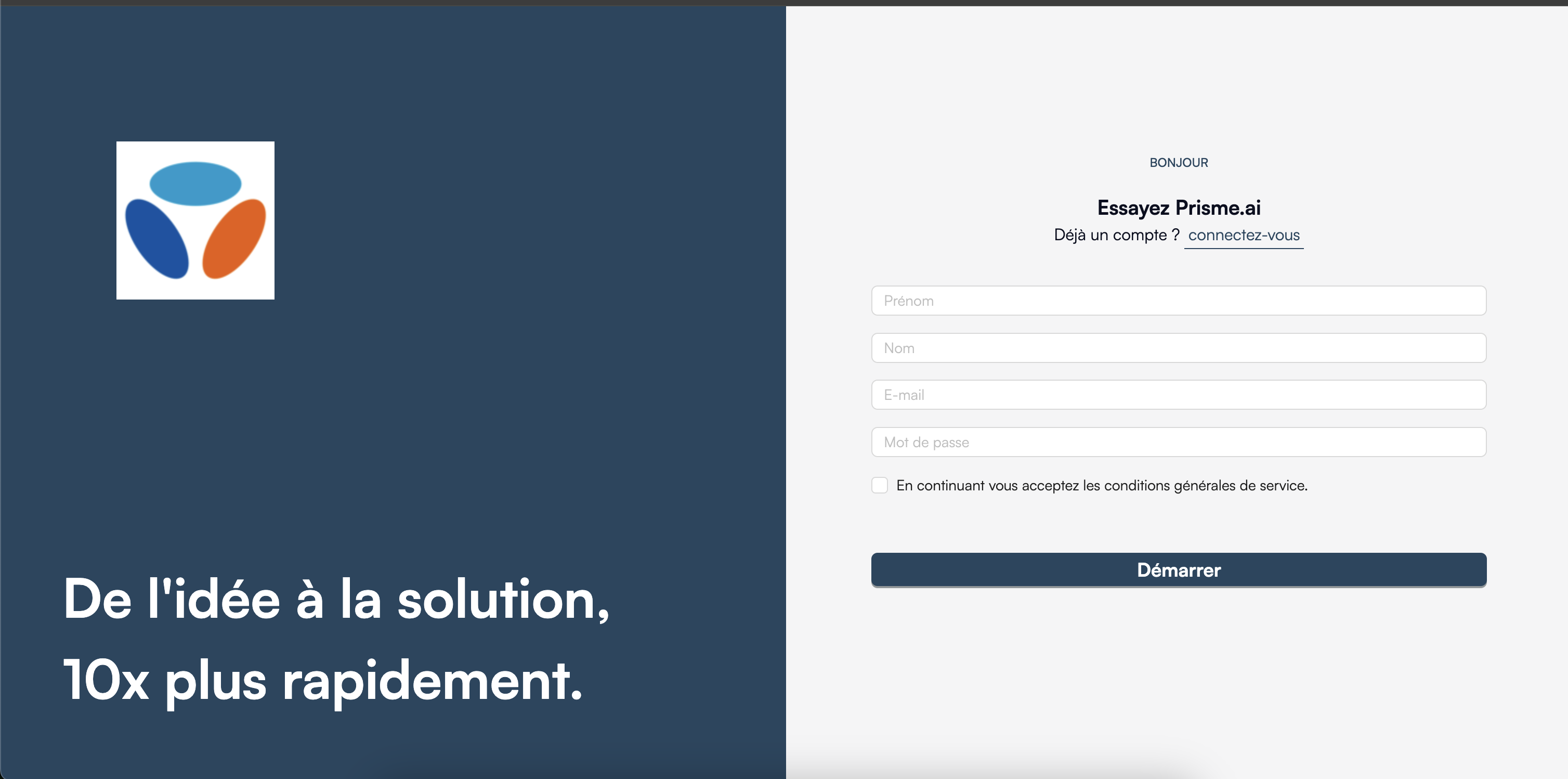 Account creation form