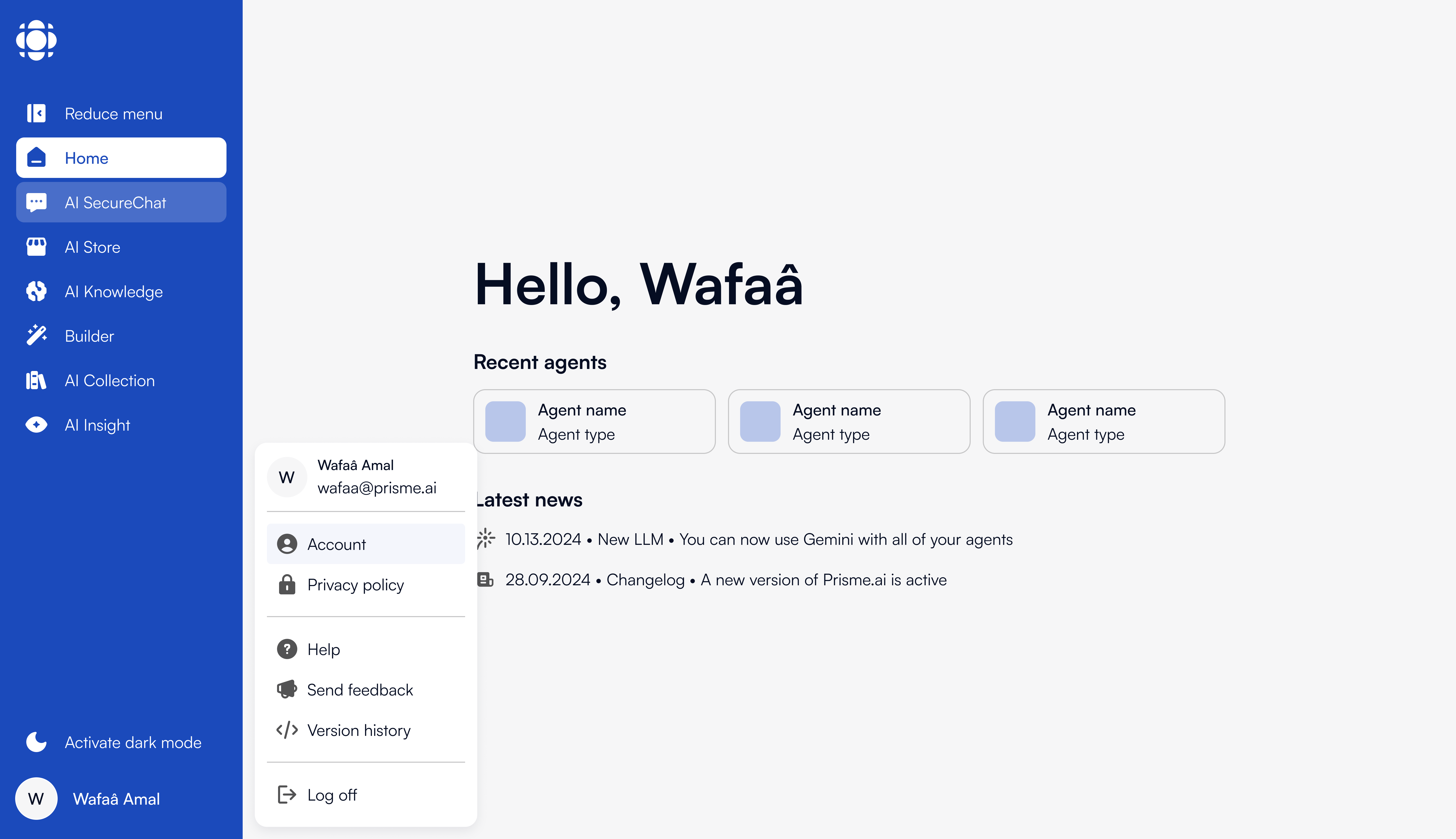 Prisme.ai dashboard