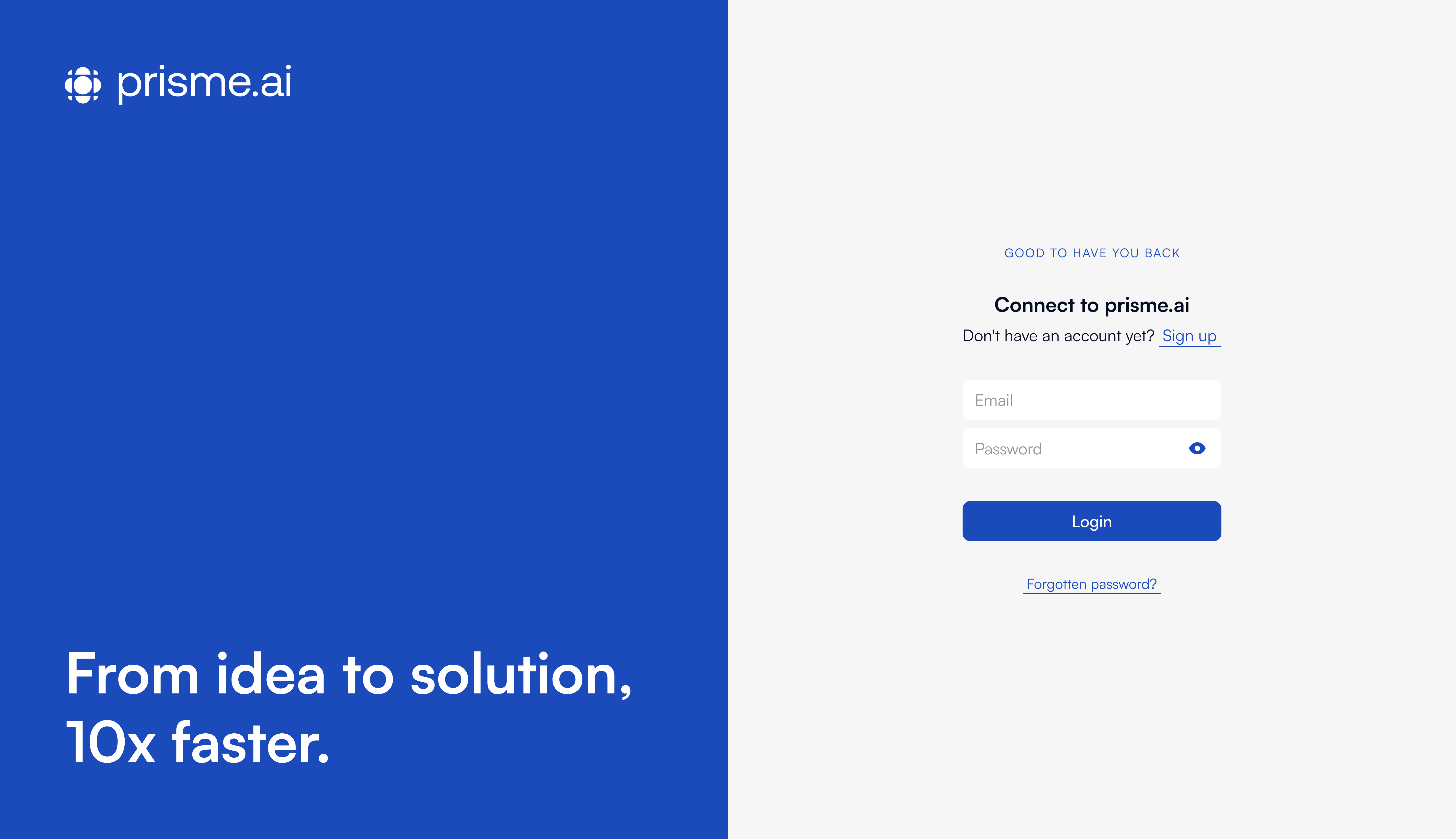 Prisme.ai login screen