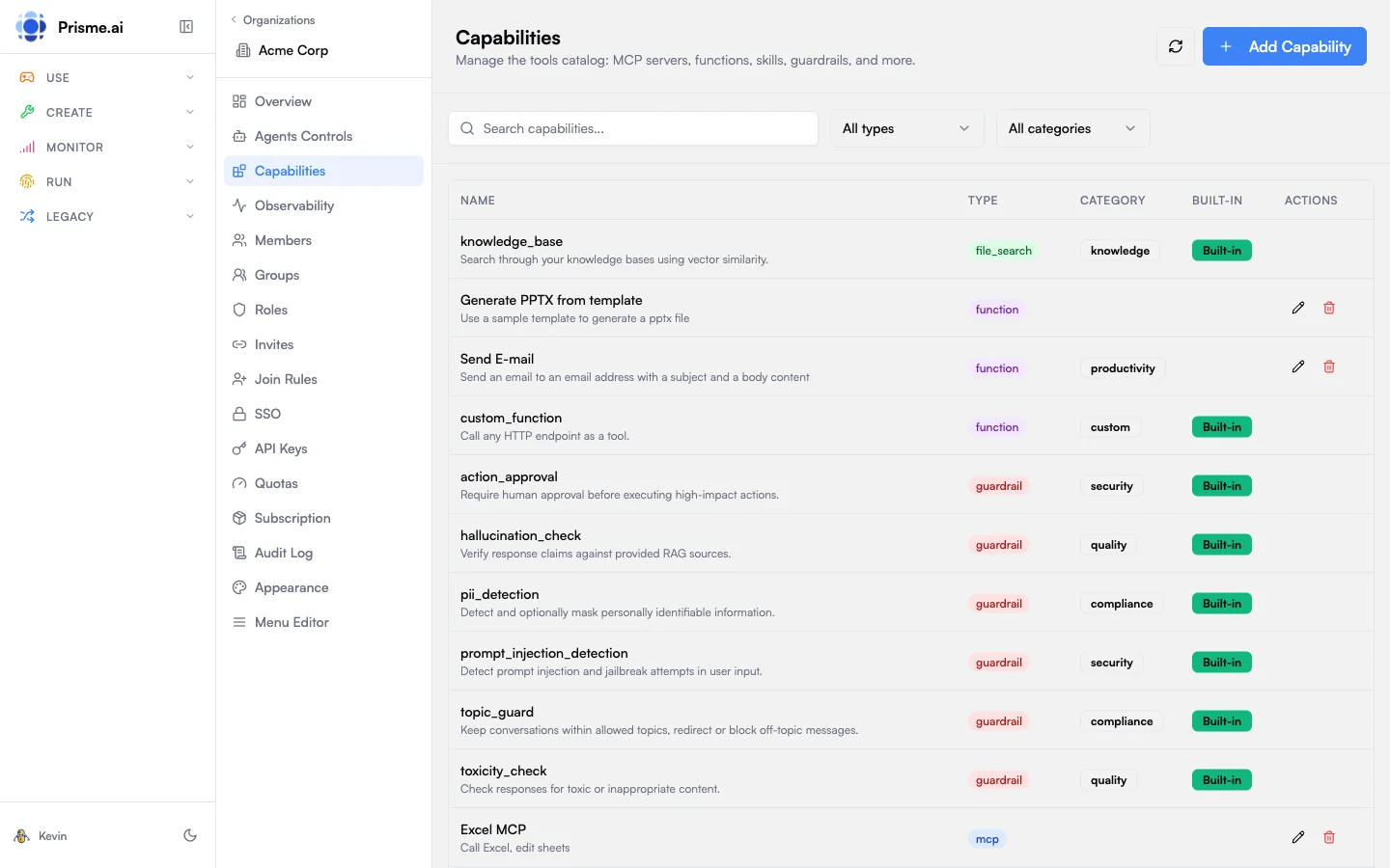 Capabilities Catalog