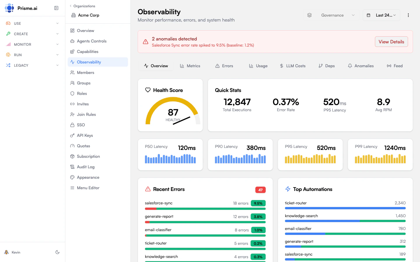 Observability Dashboard