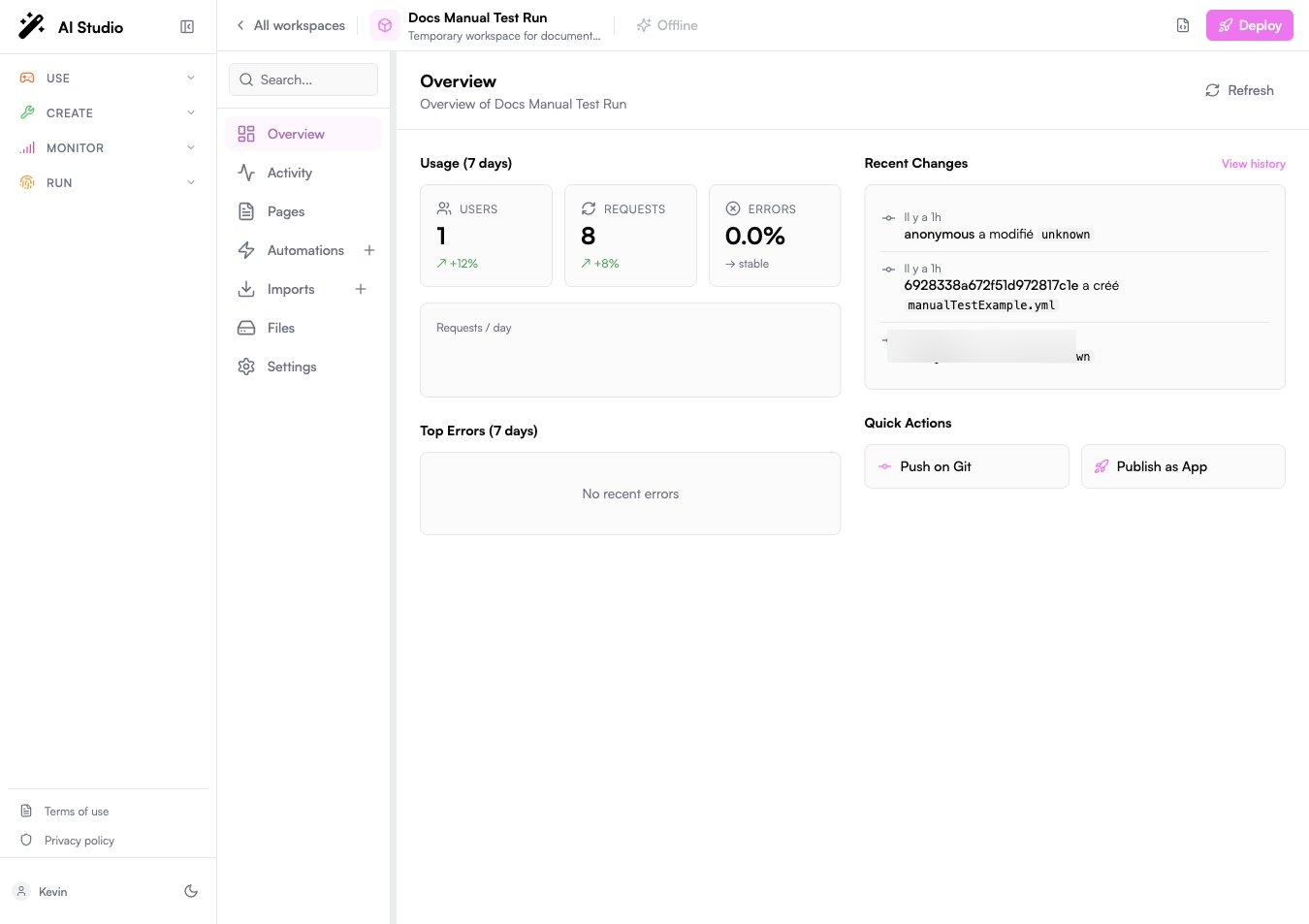 Builder workspace overview