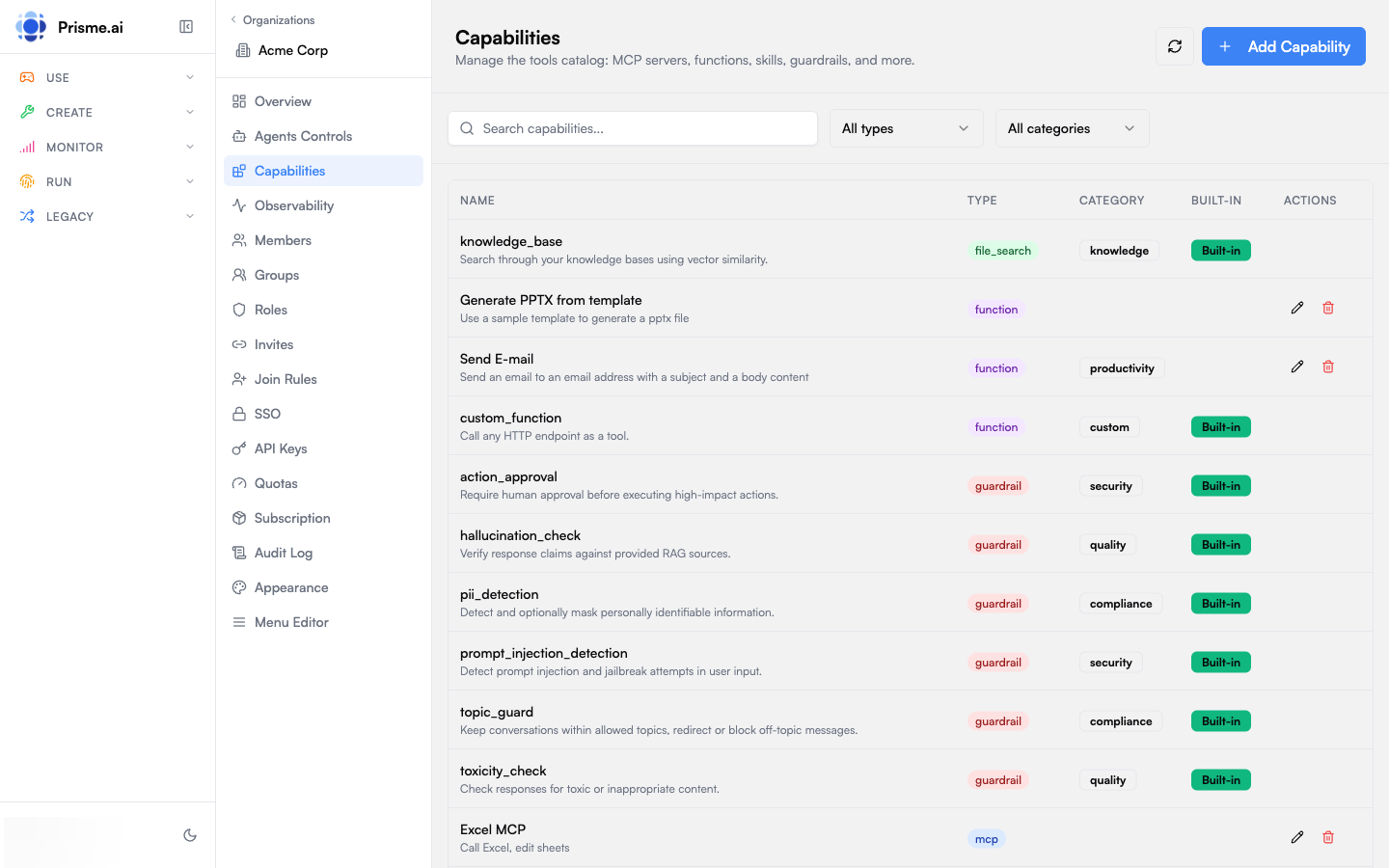 Capabilities Catalog