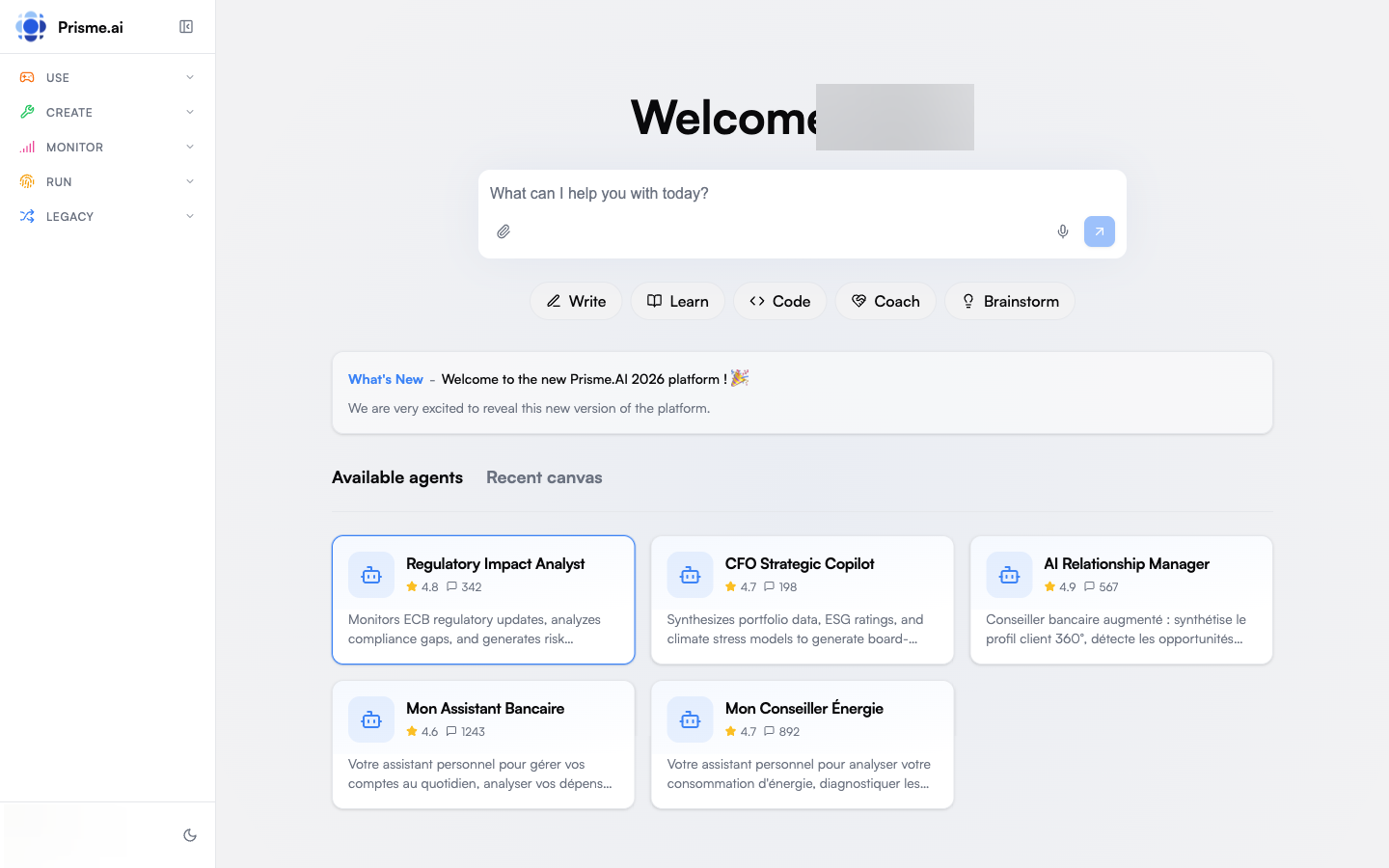 Prisme.ai Login Screen