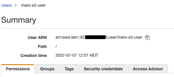 IAM 사용자의 ARN 복사