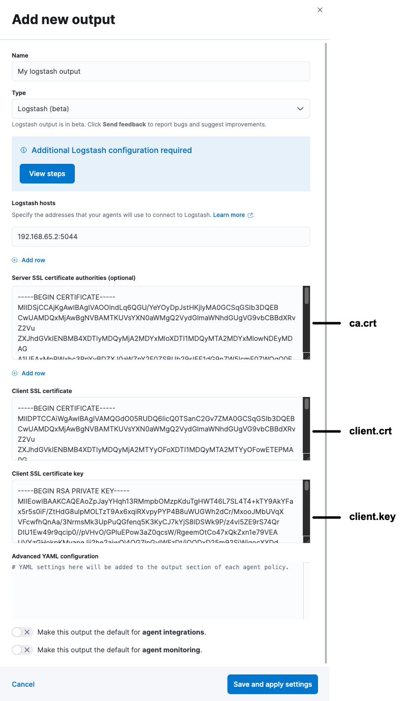 添加 Logstash Output