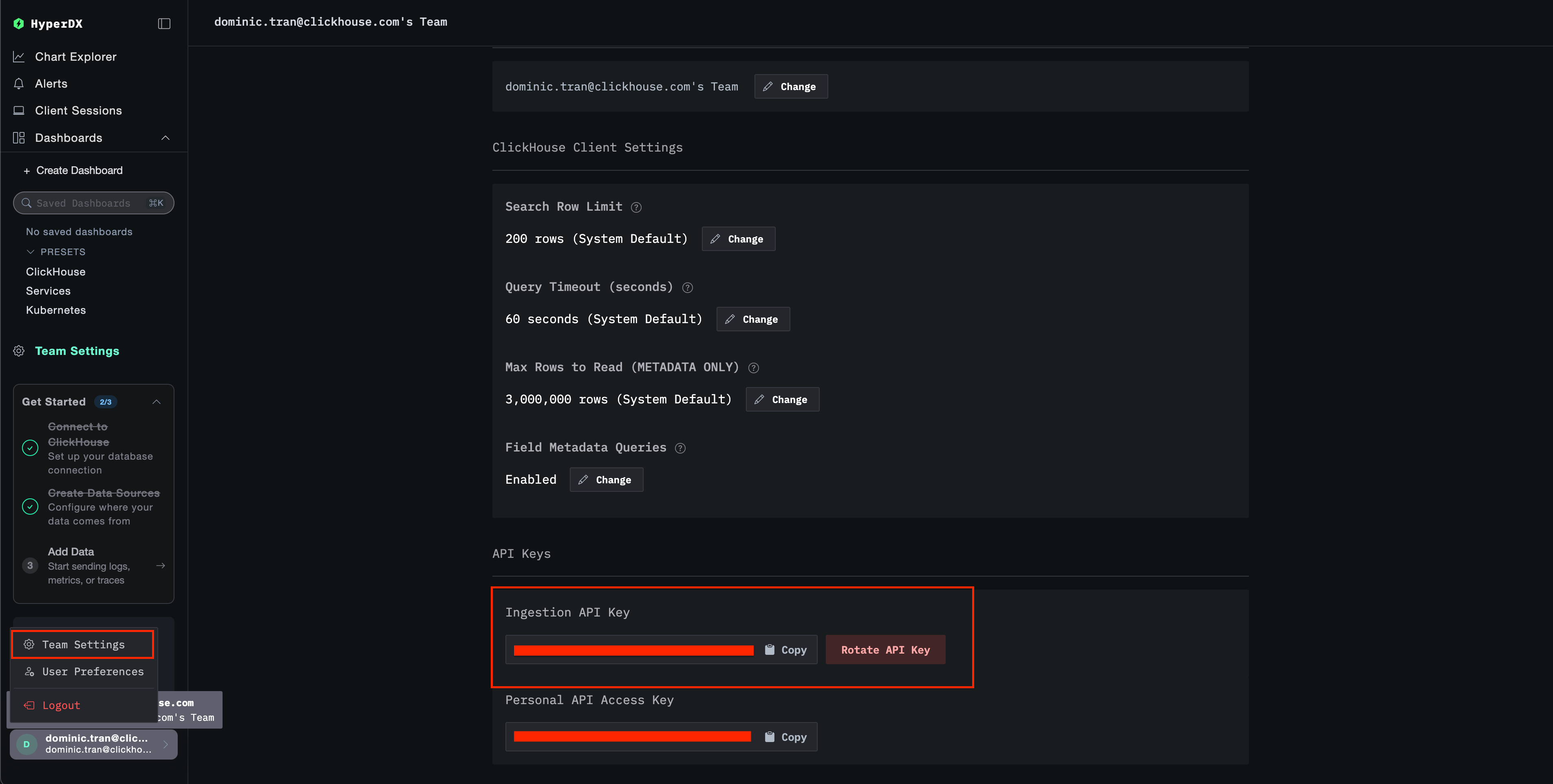ClickStack API key