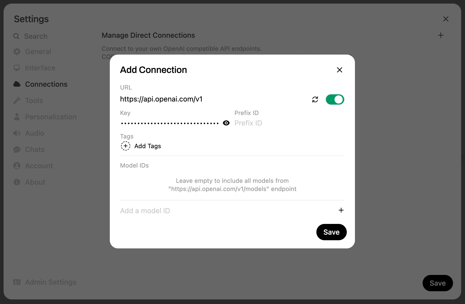 Open WebUI - Adicionar OpenAI como conexão