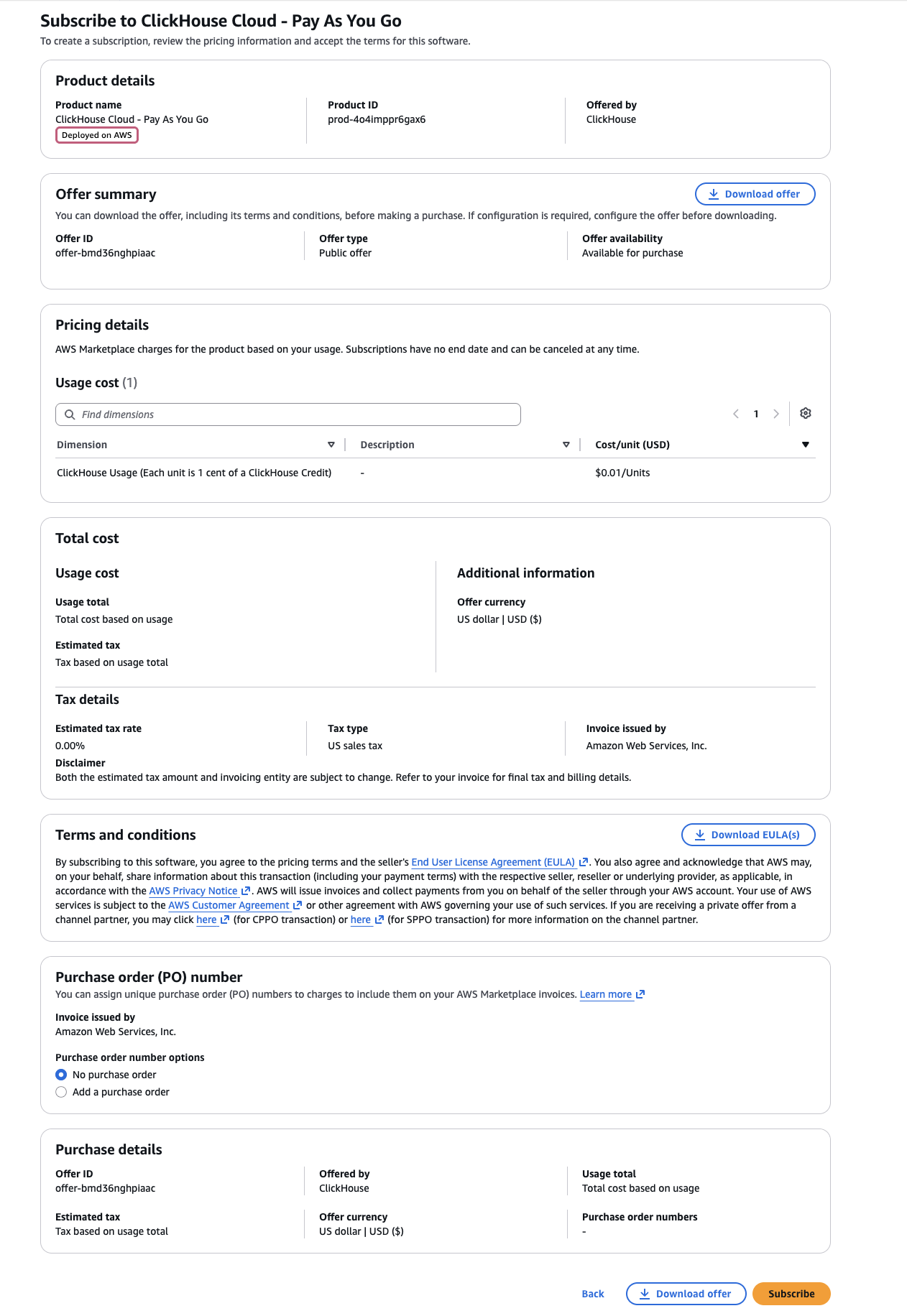 サブスクライブする AWS Marketplace