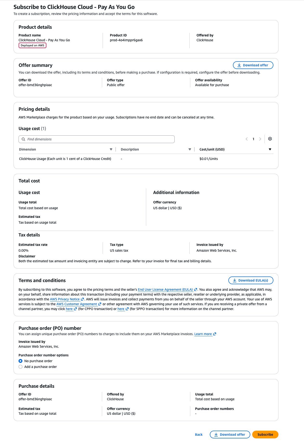 サブスクライブする AWS Marketplace