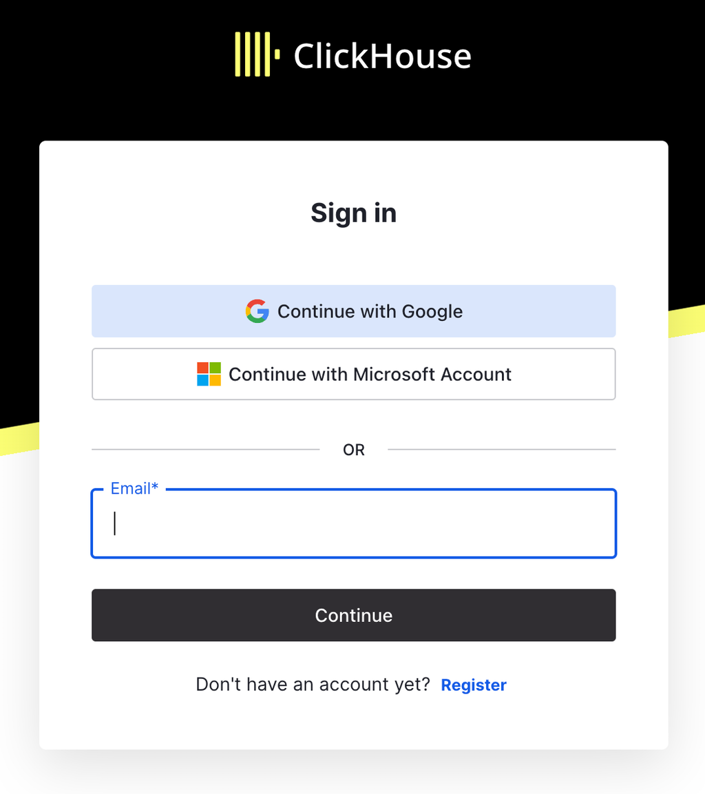 ClickHouse Cloud サインアップ