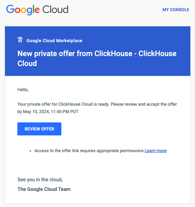 GCP Marketplace 专属优惠电子邮件