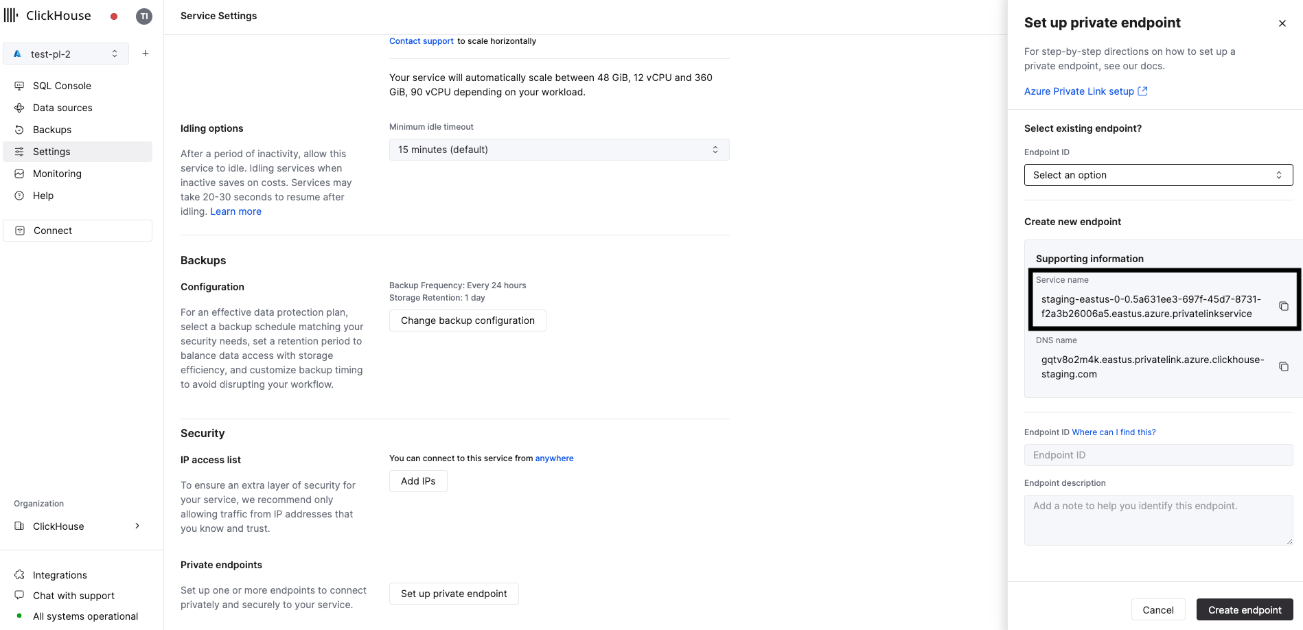 Endpoints privados