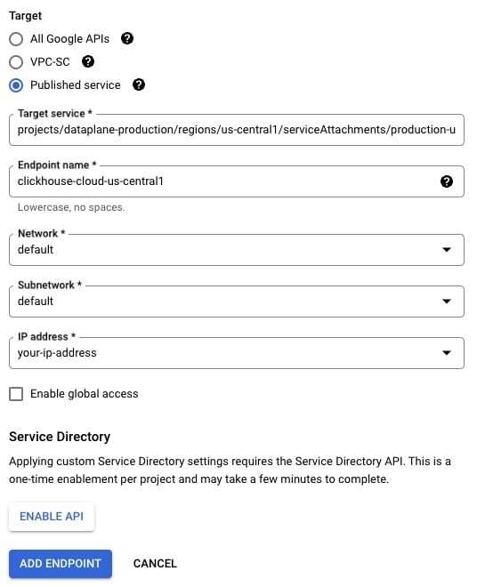 Private Service Connect の Global Access を有効にする