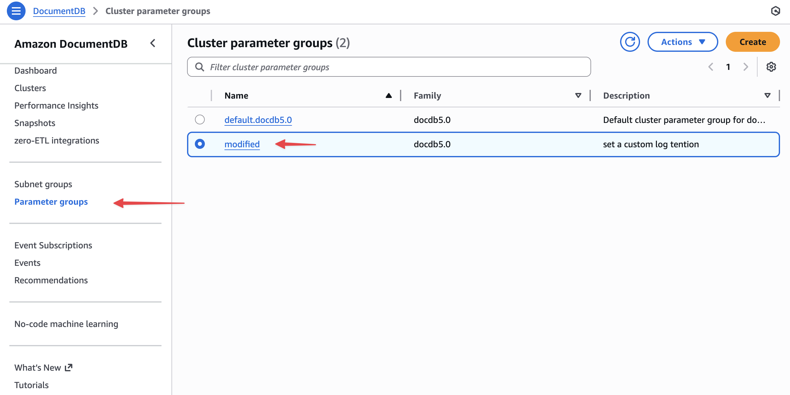 Selecionar grupo de parâmetros