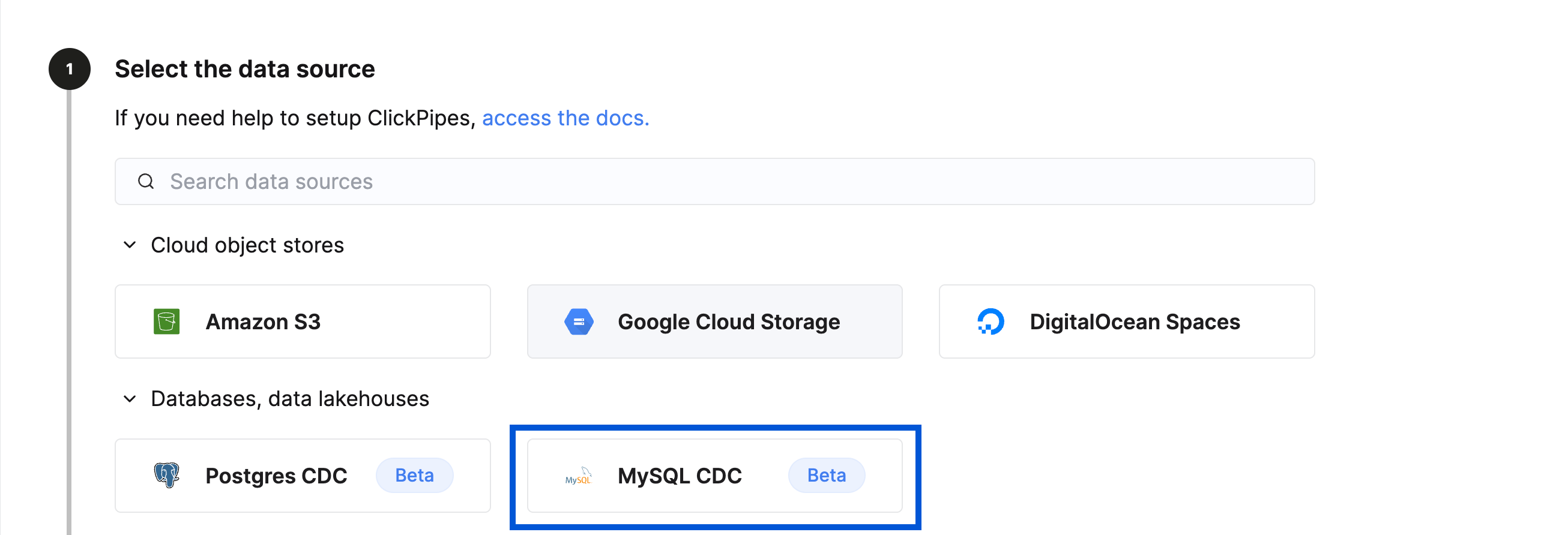 Выберите MySQL
