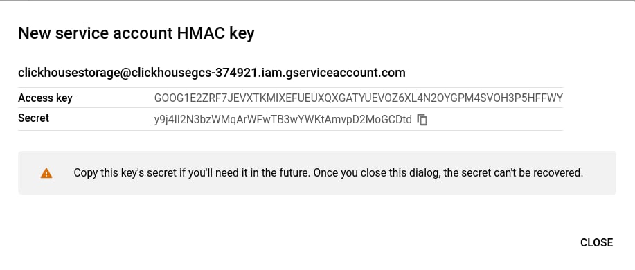 استرداد مفتاح HMAC الذي تم إنشاؤه لـ GCS