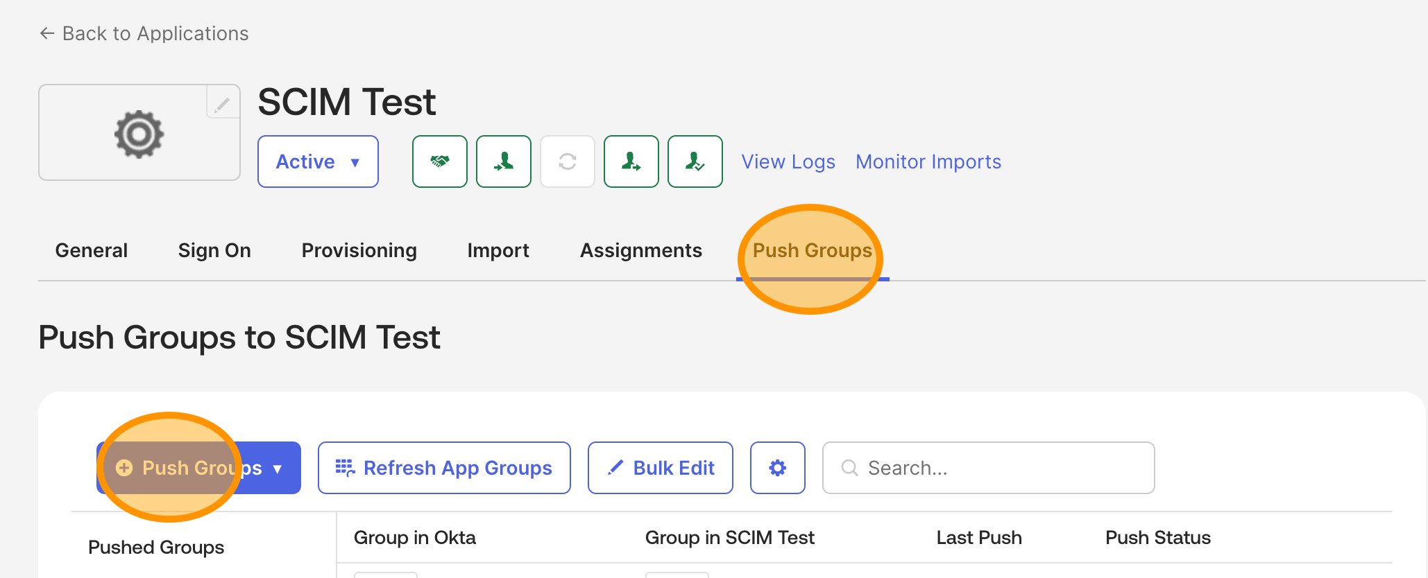 Set up Group Push by name on the application's Push Groups tab