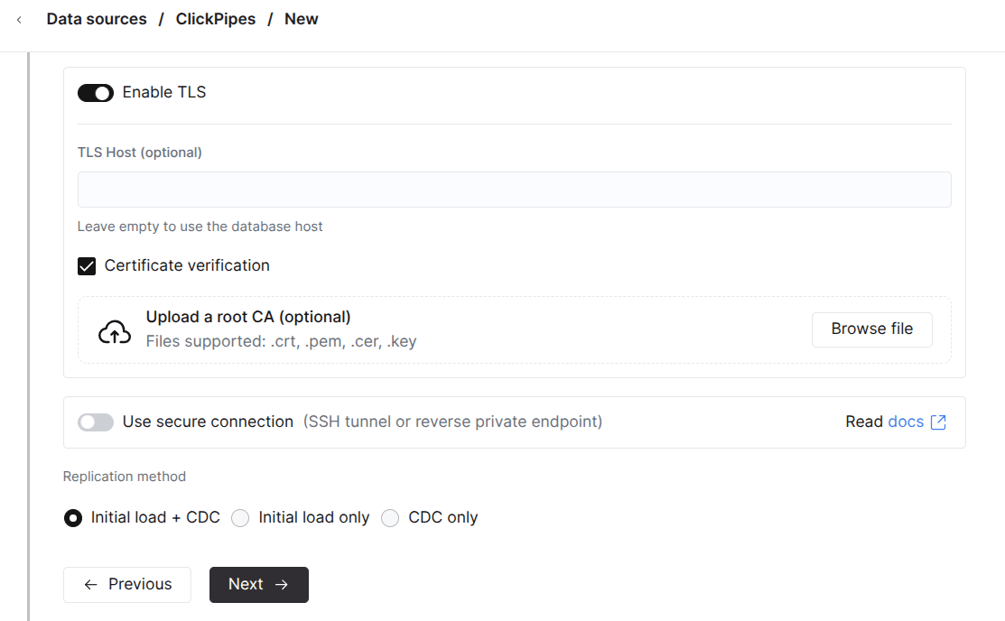 Configurações de TLS