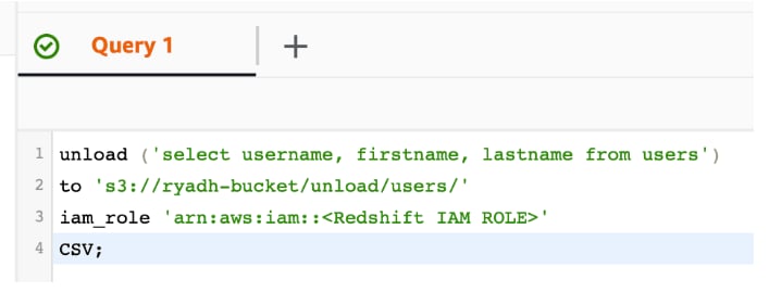 UNLOAD from Redshift to S3
