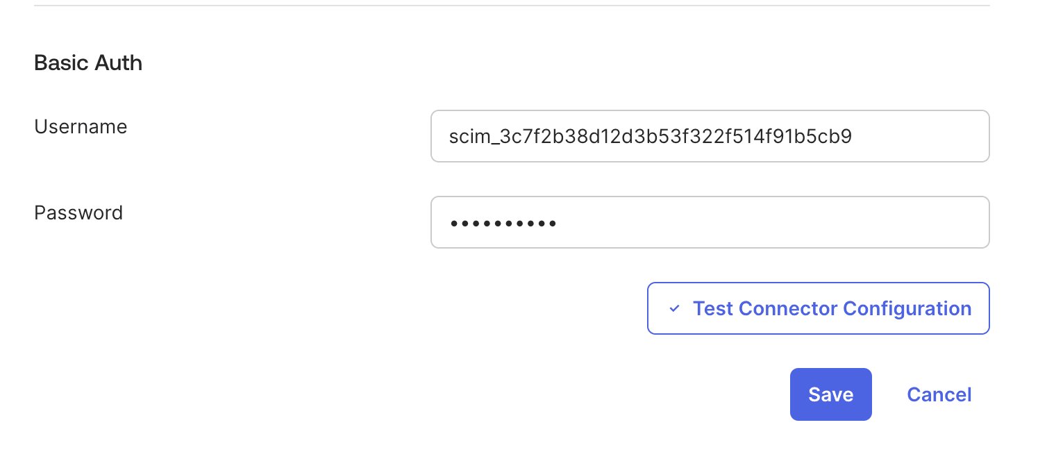 Saisissez les informations d’identification de l’API pour l’authentification SCIM