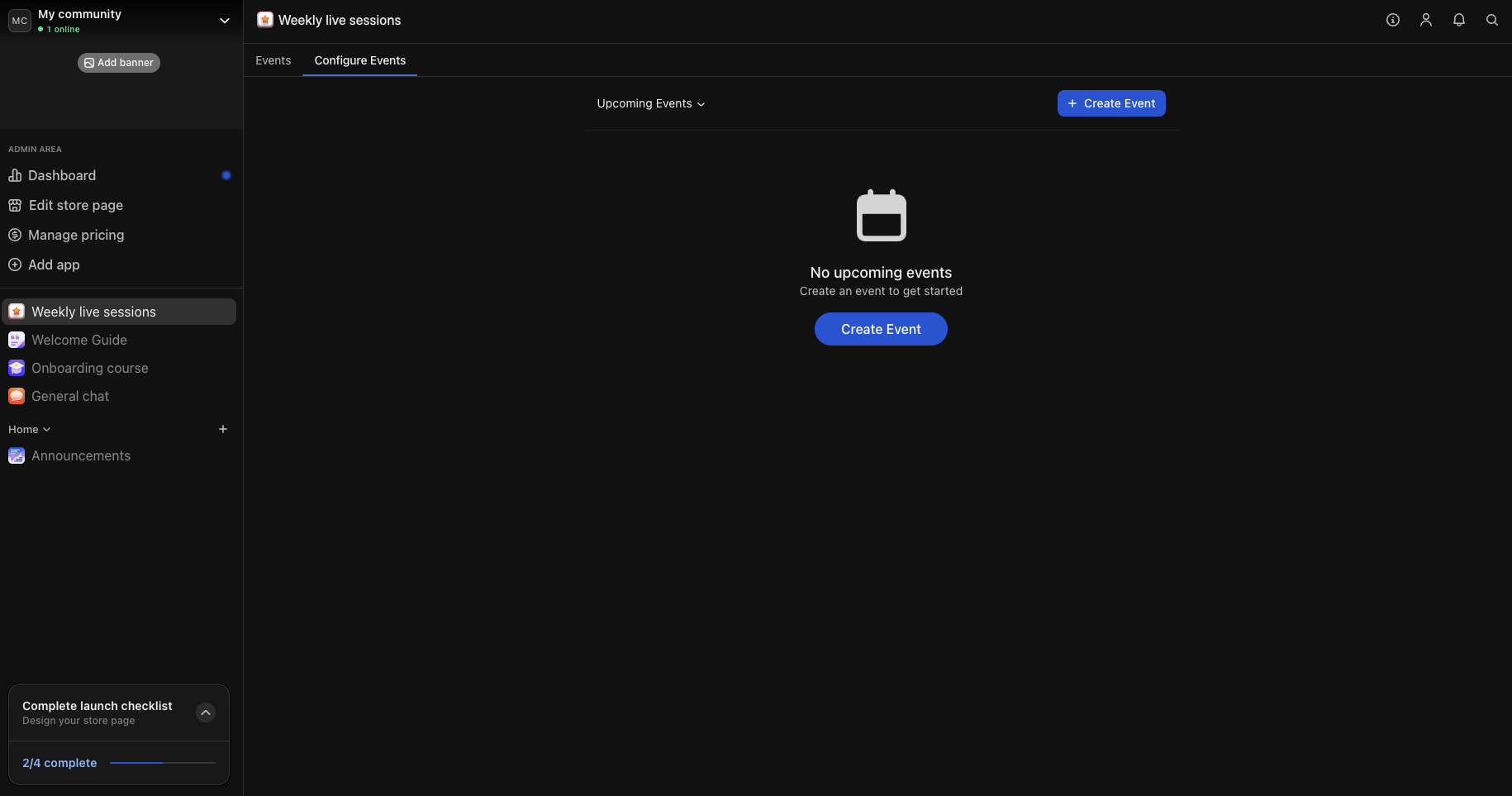 Add Events app