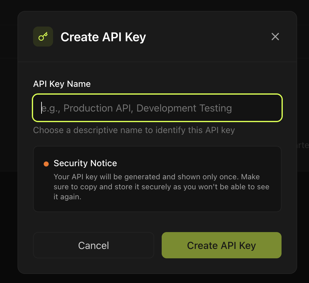 API Key creation