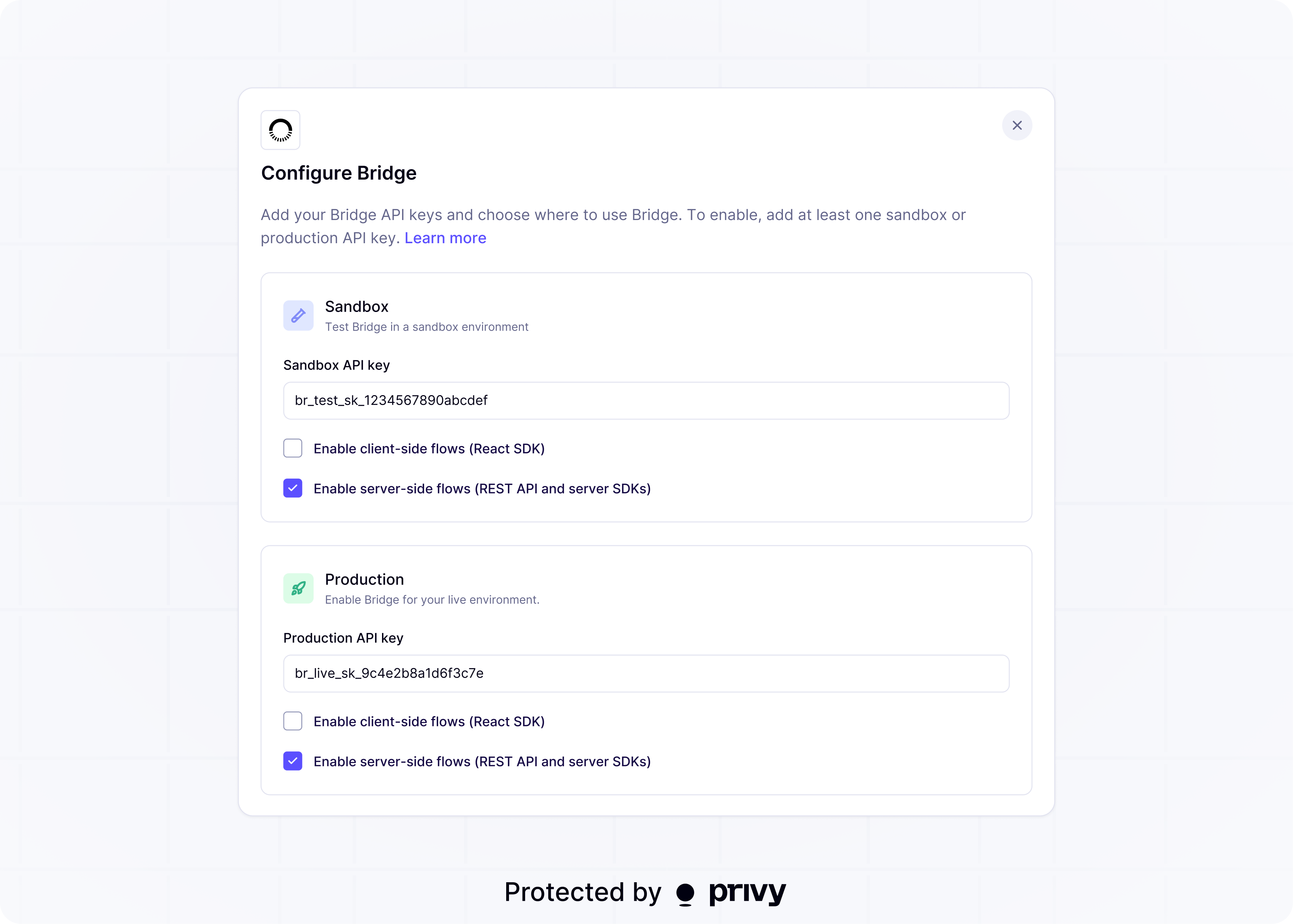 Configure Bridge for server-side flows