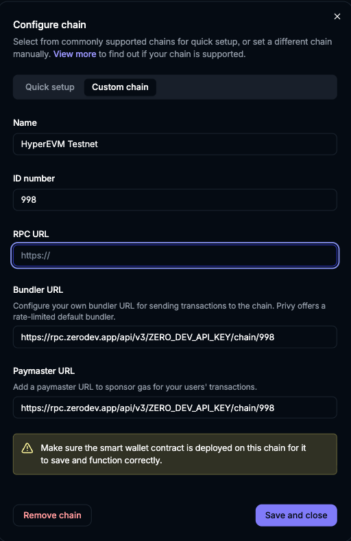 Configure HyperEVM custom chain