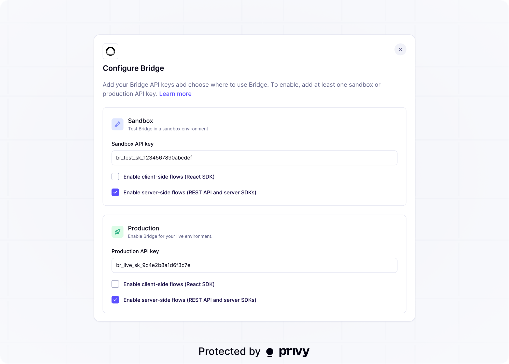 Configure Bridge for server-side flows