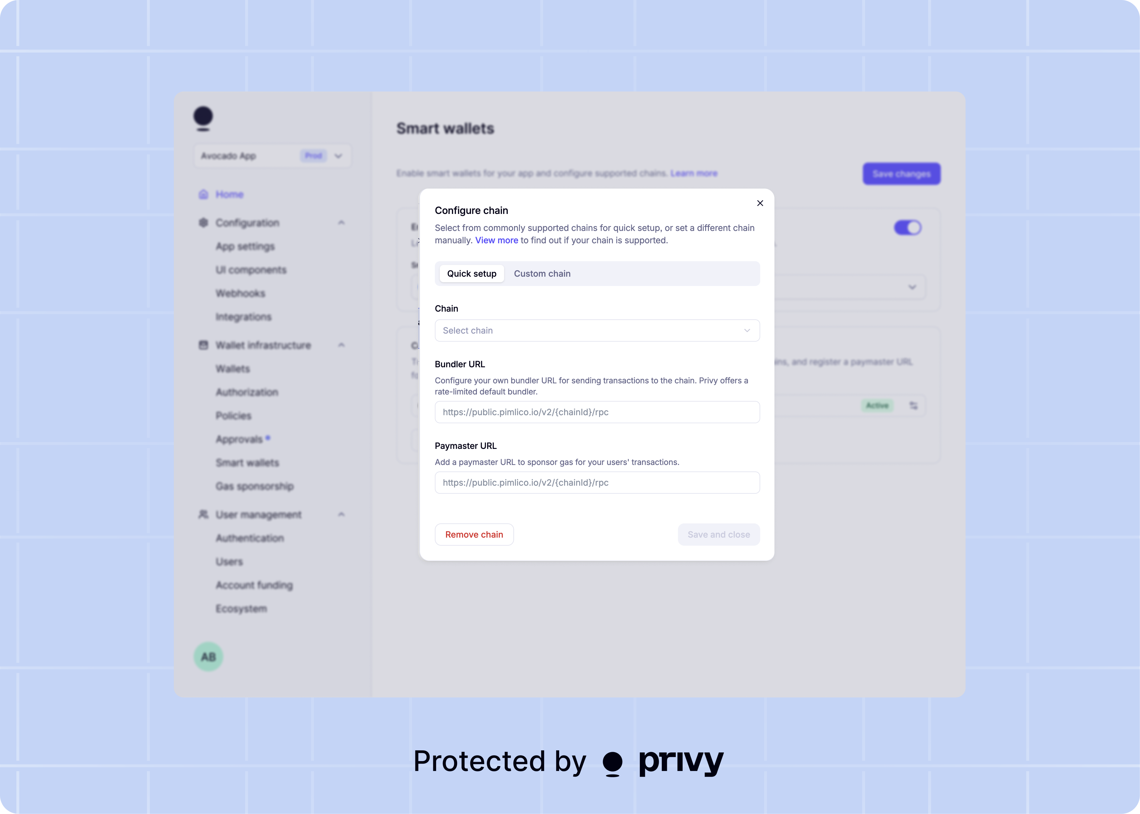Configure smart wallets in the dashboard - Privy Docs