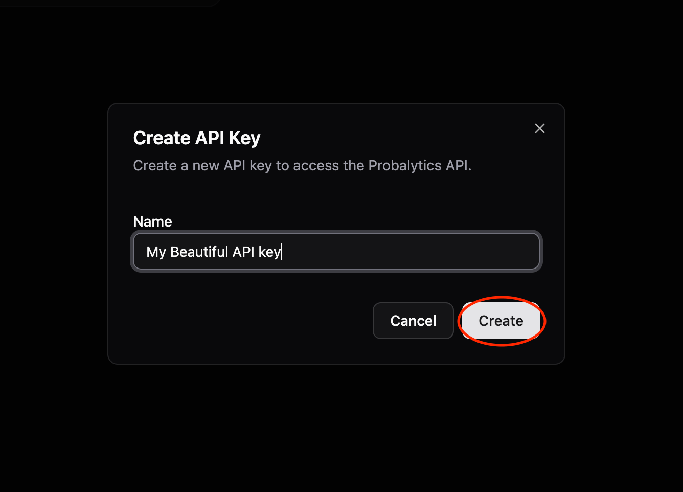 Enter API Credentials Name