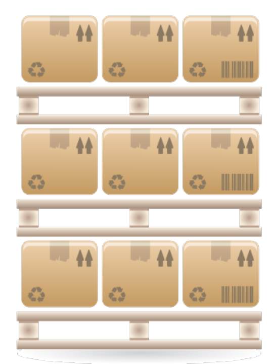 One SSCC on the shrink wrap of the stacked pallet
