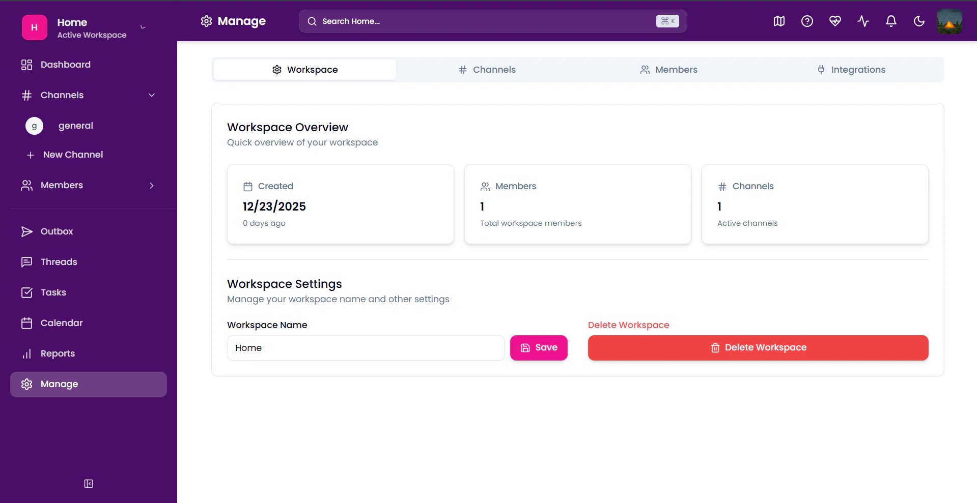 Profile section in Account Settings
