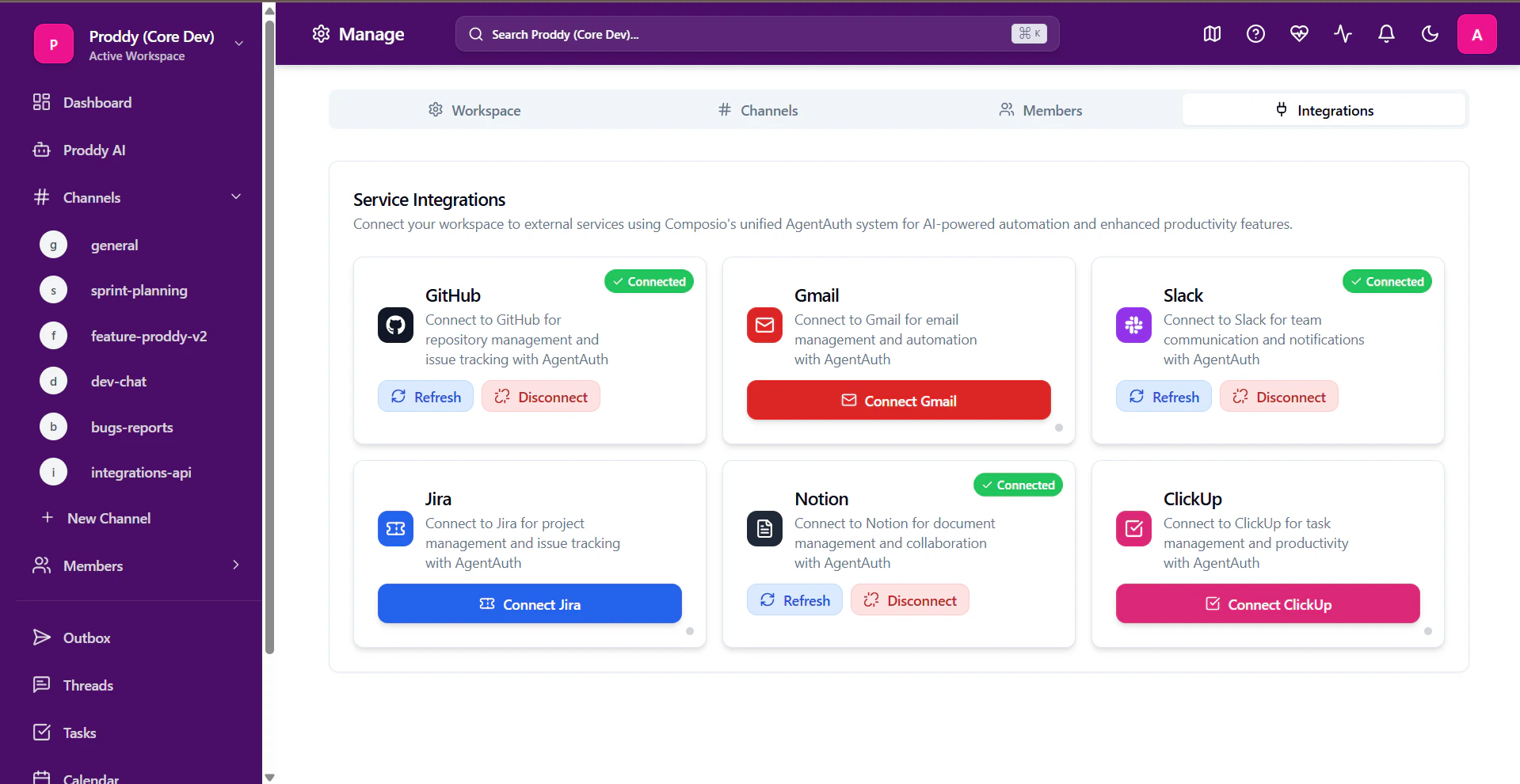 Manage section overview