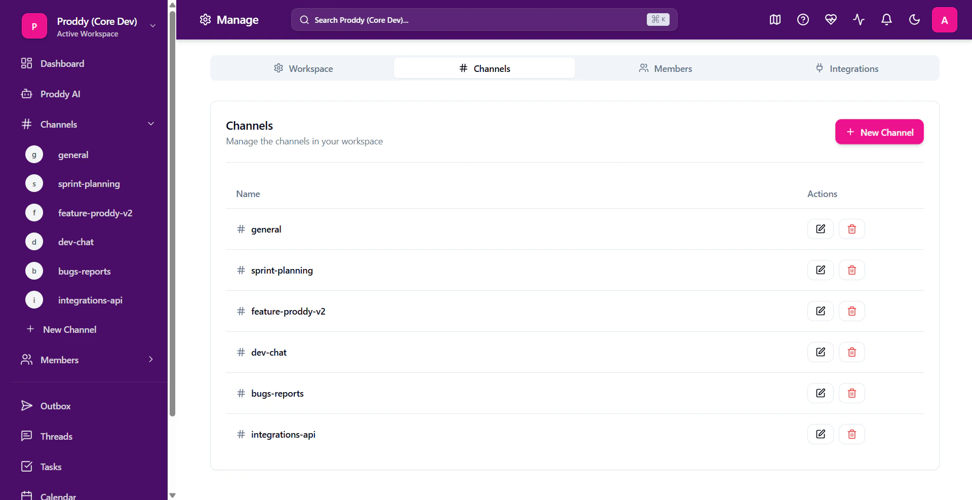 Manage section overview