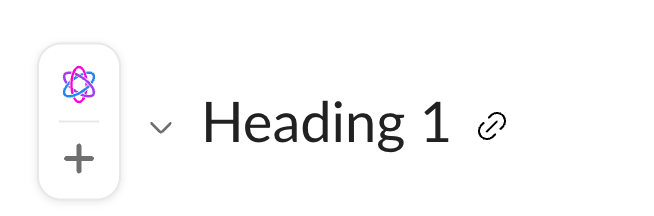 Box Note Heading 1 with collapse chevron, AI block menu, and section link icon.