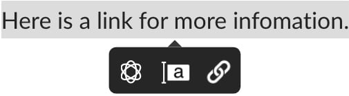 Selected text with floating toolbar showing Box AI, edit, and link icons below.