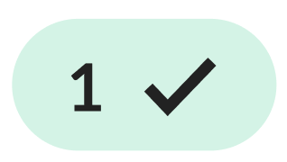 Green status badge showing count 1 with a checkmark.
