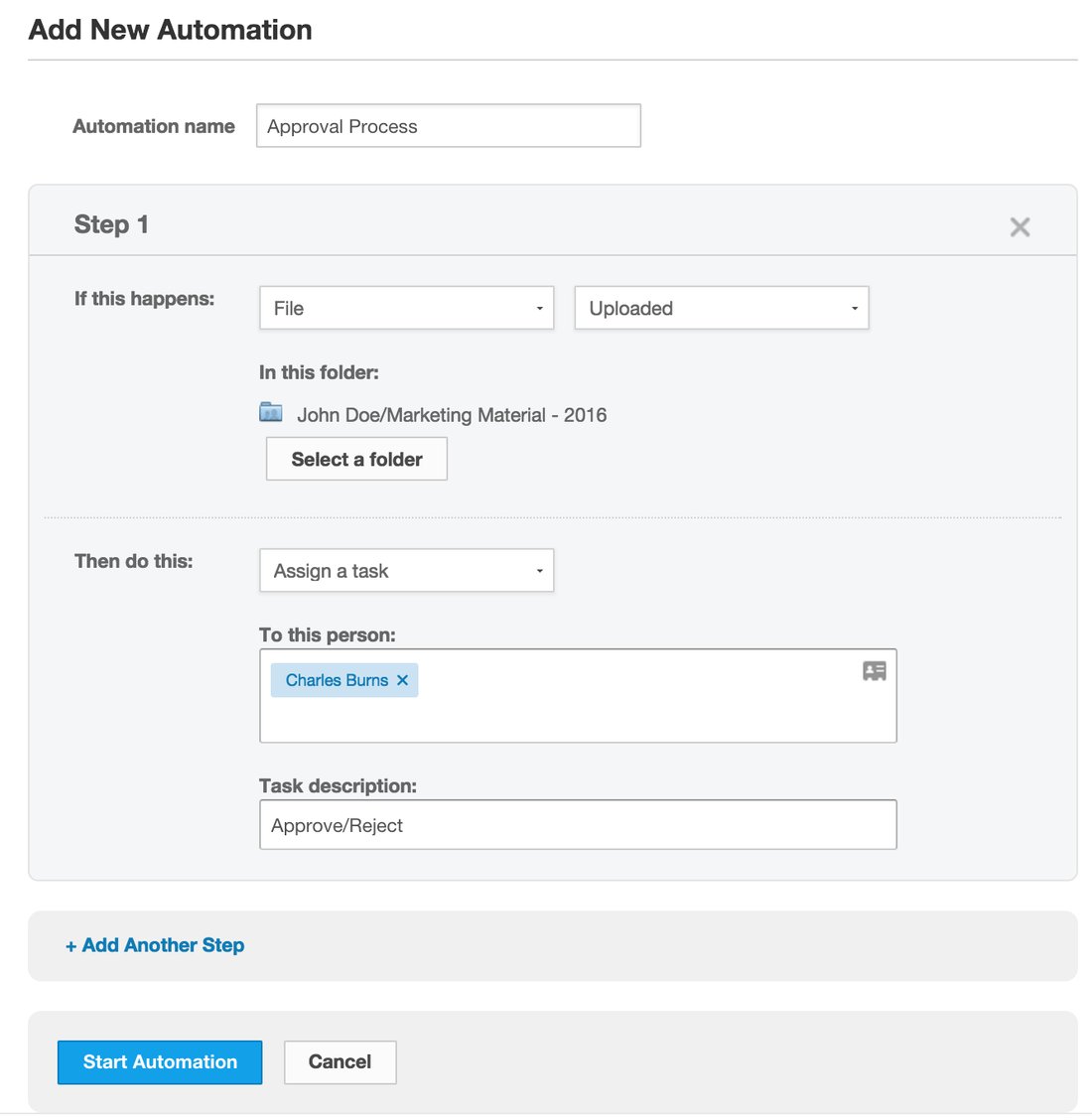 Automatic Process Example Creating Automated Processes