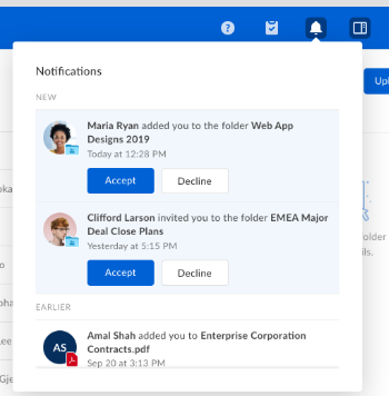 Using the Box Notification Center