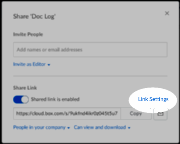 Configuring Individual Shared Link Settings