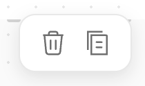 Floating toolbar with delete trash can and duplicate copy icons.
