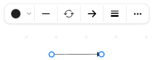 A selected connector line on a Box Canvas with a formatting toolbar for color, style, arrowheads, and line weight.