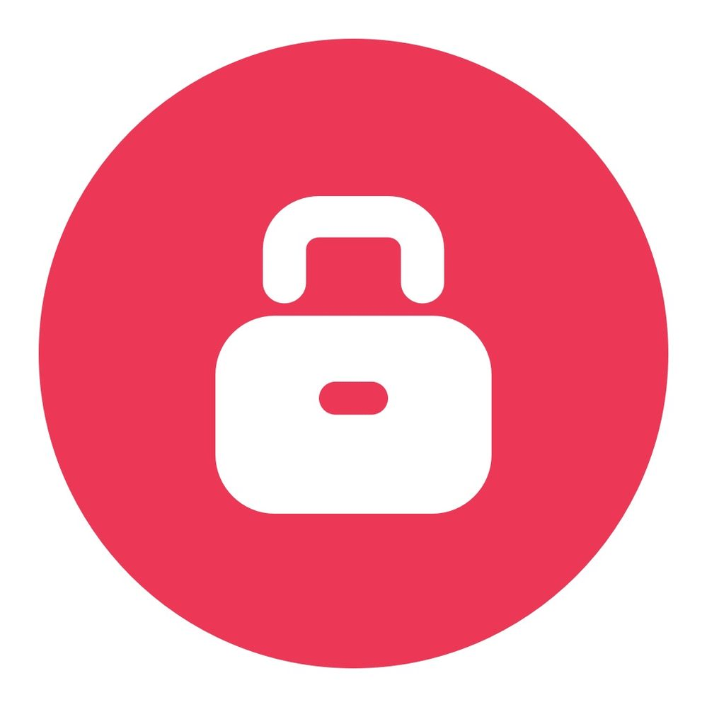 Red circle icon with a white locked padlock, indicating a locked or restricted file.